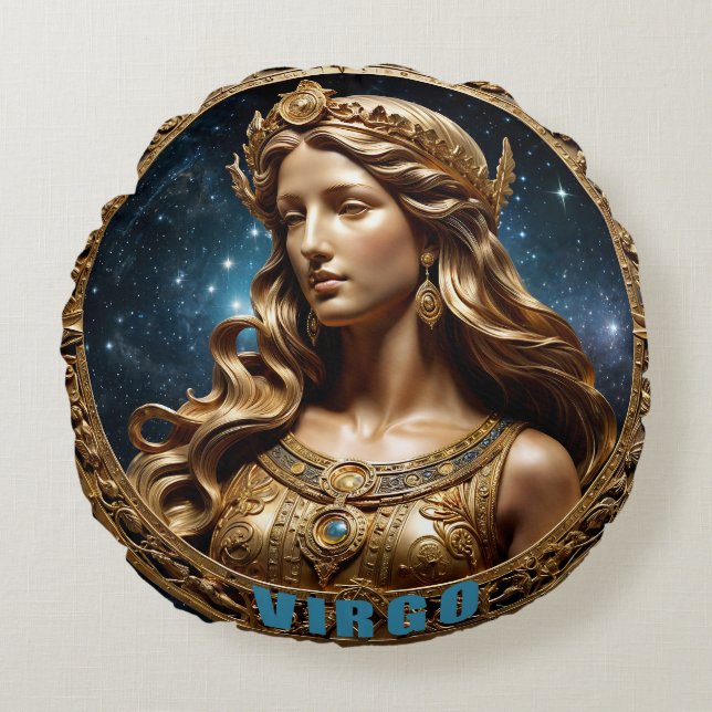 Virgo Astrologie-Zeichen Rundes Kissen (Vorderseite)