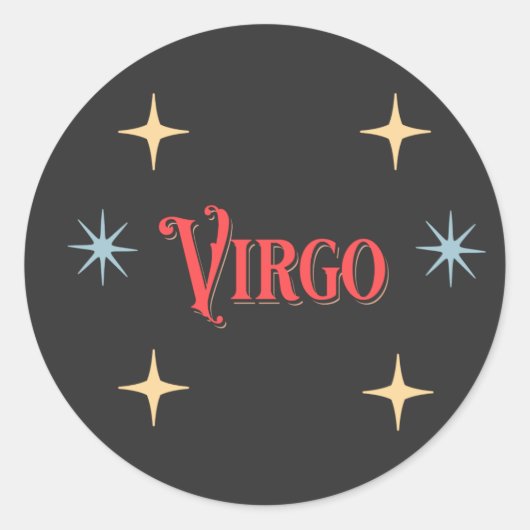 Virgo Astrologisches Zeichen Runder Aufkleber (Vorderseite)