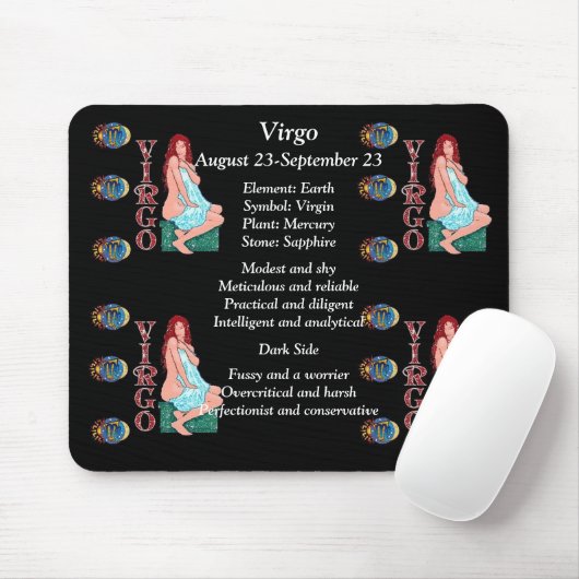 Virgo Birth Sign Zodiac Mouse Pad Mousepad (Mit Mouse)