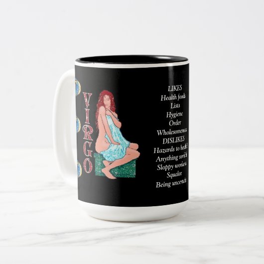 Virgo Birth Sign Zodiac Tasse (Vorderseite Links)