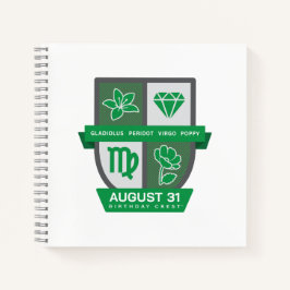Virgo Birthday Crest™ for August 23-31 Notizblock