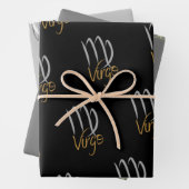 Virgo Birthday Grau/Schwarz Geschenkpapier Set (Beispiel)