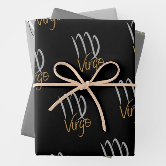Virgo Birthday Grau/Schwarz Geschenkpapier Set (Beispiel)
