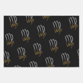 Virgo Birthday Grau/Schwarz Geschenkpapier Set (Vorderseite)