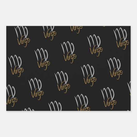 Virgo Birthday Grau/Schwarz Geschenkpapier Set (Vorderseite)
