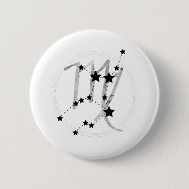Virgo Black & Silber Zodiac Sternbild Astro Button