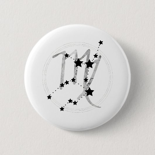 Virgo Black & Silber Zodiac Sternbild Astro Button (Vorderseite)
