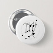 Virgo Black & Silber Zodiac Sternbild Astro Button (Vorne & Hinten)