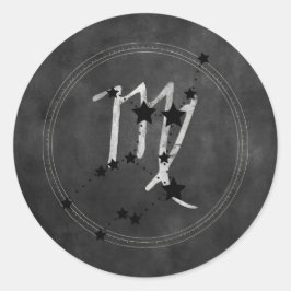 Virgo black stars silver zodiac constellation runder aufkleber