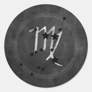 Virgo black stars silver zodiac constellation runder aufkleber