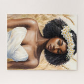 Virgo Black Watercolor Zodiac Portrait Puzzle (Horizontal)