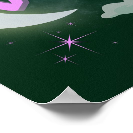 Virgo Celestial Moon Cloud Stars Astrologie Kunst Poster (Ecke)