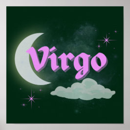 Virgo Celestial Moon Cloud Stars Astrologie Kunst Poster