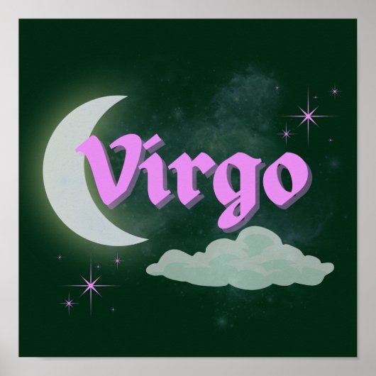 Virgo Celestial Moon Cloud Stars Astrologie Kunst Poster (Vorne)