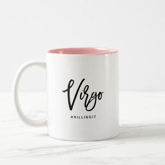 Virgo Chic Horoscope Modern Script Zodiac Sign Zweifarbige Tasse (Links)