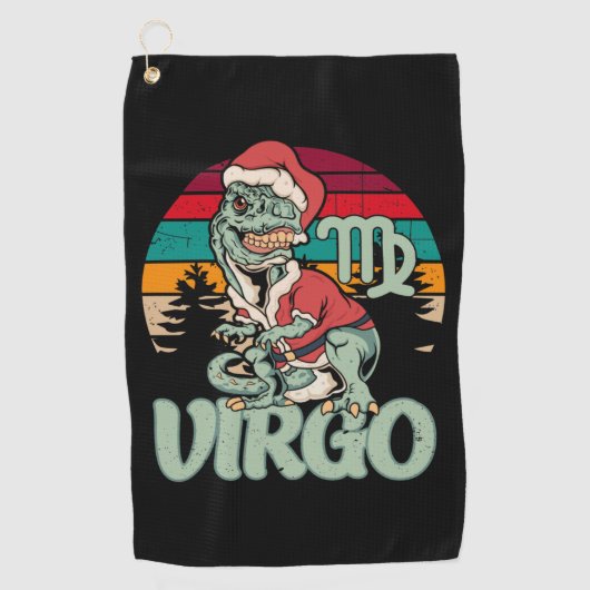 Virgo Christmas Dinosaurier Tree Rex Funny Xmas Ge Golfhandtuch (Vorderseite)