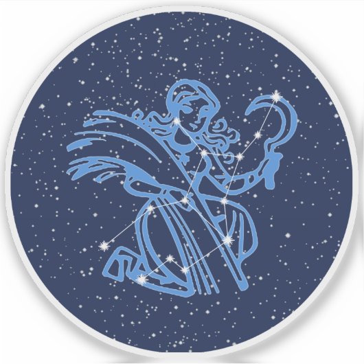 Virgo Constellation and Zodiac Sign with Stars Aufkleber (Vorderseite)