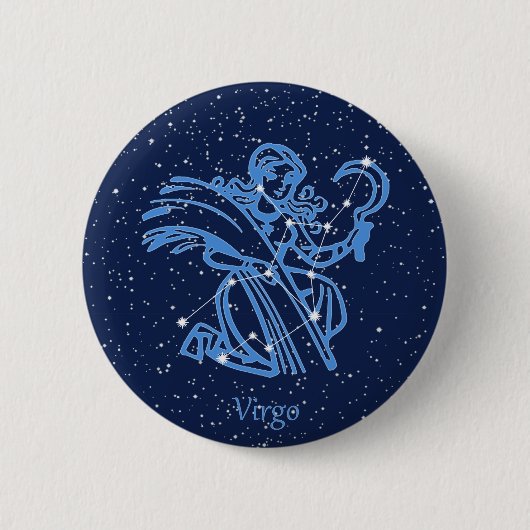 Virgo Constellation and Zodiac Sign with Stars Button (Vorderseite)