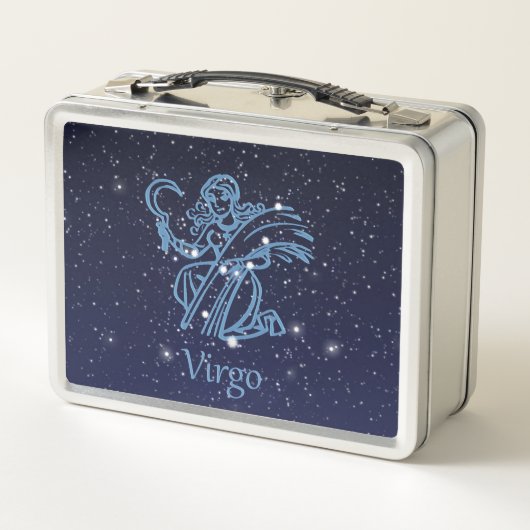 Virgo Constellation and Zodiac Sign with Stars Metall Brotdose (Rückseite)