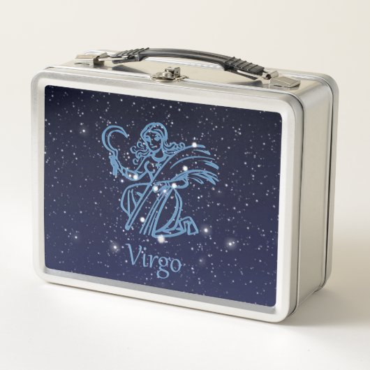 Virgo Constellation and Zodiac Sign with Stars Metall Brotdose (Vorderseite)