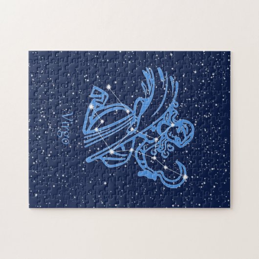 Virgo Constellation and Zodiac Sign with Stars Puzzle (Horizontal)