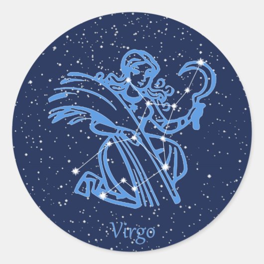 Virgo Constellation and Zodiac Sign with Stars Runder Aufkleber (Vorderseite)