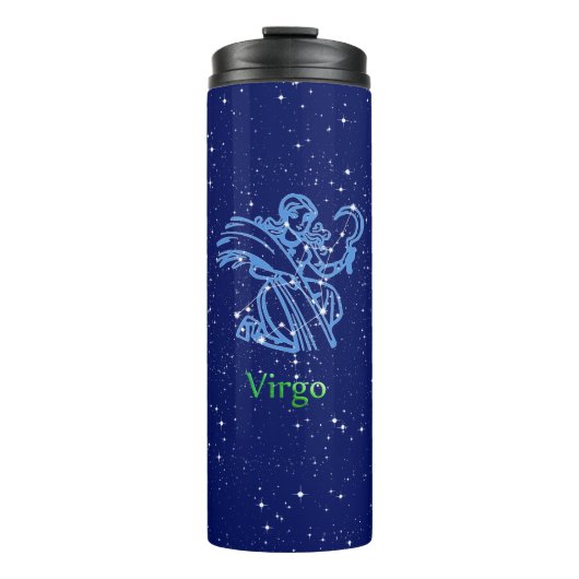 Virgo Constellation and Zodiac Sign with Stars Thermosbecher (Vorderseite)