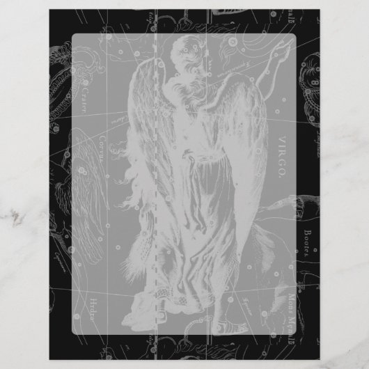 Virgo Constellation Hevelius 1690 auf Schwarz (Vorderseite)