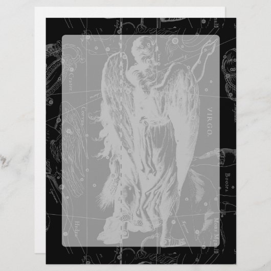 Virgo Constellation Hevelius 1690 auf Schwarz (Vorne/Hinten)