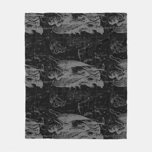 Virgo Constellation Hevelius 1690 auf Schwarz Fleecedecke (Vorderseite)