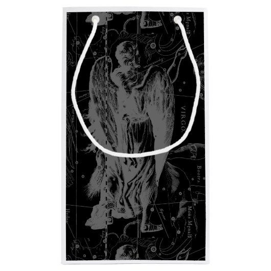 Virgo Constellation Hevelius 1690 auf Schwarz Kleine Geschenktüte (Rückseite)