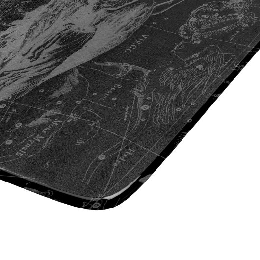 Virgo Constellation Hevelius 1690 auf Schwarz Schneidebrett (Ecke)