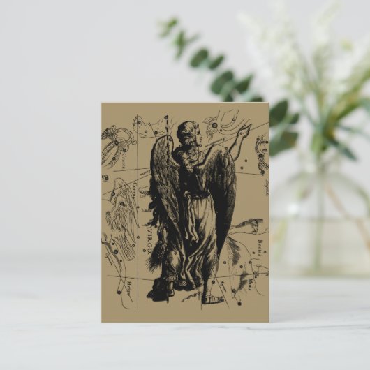 Virgo Constellation Hevelius Etching Style Postkarte (Stehend Vorderseite)