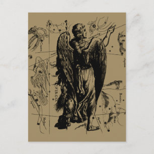 Virgo Constellation Hevelius Etching Style Postkarte