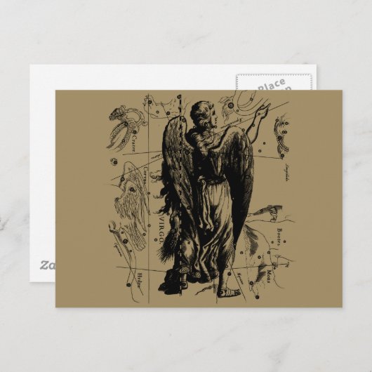 Virgo Constellation Hevelius Etching Style Postkarte (Vorne/Hinten)