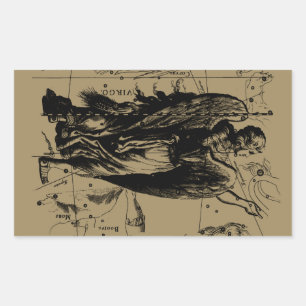 Virgo Constellation Hevelius Etching Style Rechteckiger Aufkleber