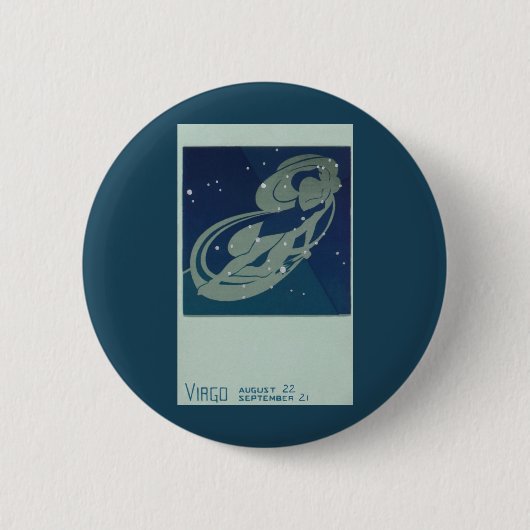 Virgo Constellation Vintag Zodiac Astrologie Button (Vorderseite)