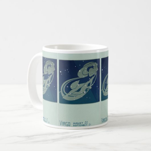 Virgo Constellation Vintag Zodiac Astrologie Kaffeetasse (Vorderseite Links)