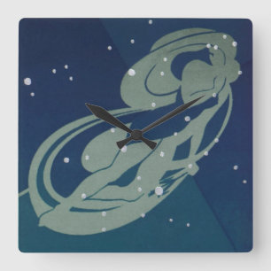 Virgo Constellation Vintag Zodiac Astrologie Quadratische Wanduhr