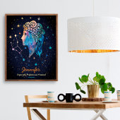 Virgo Constellation Zodiac Watercolor Stars Galaxy Poster