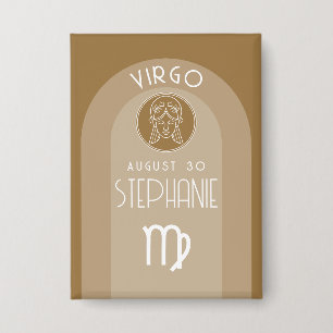 Virgo Custom Birthday Zodiac - Modernes Design Button