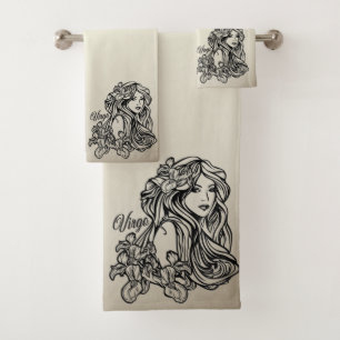 Virgo Die Jungfrau Zodiac Golden Badhandtuch Set
