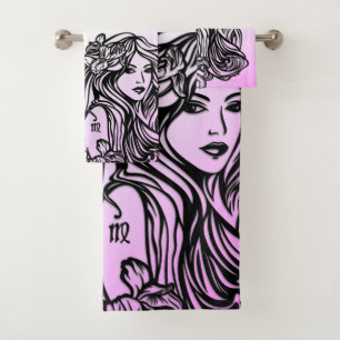 Virgo Die Jungfrau Zodiac Lila Badhandtuch Set