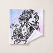 Virgo Die Jungfrau Zodiac Lila Badhandtuch Set (Waschlappen)