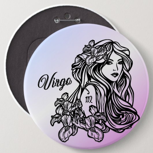 Virgo Die Jungfrau Zodiac Lila Button (Vorne & Hinten)