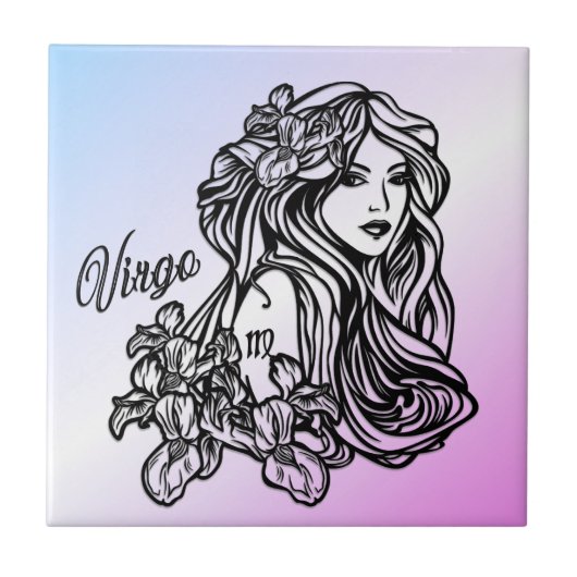 Virgo Die Jungfrau Zodiac Lila Fliese (Vorderseite)