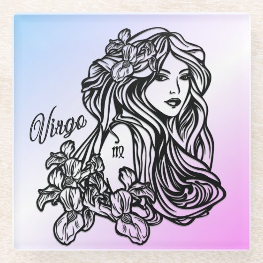 Virgo Die Jungfrau Zodiac Lila Glasuntersetzer (Vorderseite)