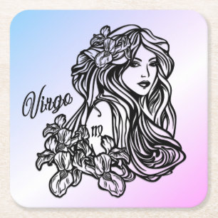 Virgo Die Jungfrau Zodiac Lila Rechteckiger Pappuntersetzer