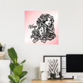 Virgo Die Jungfrau Zodiac Pink Poster (Heimbüro)