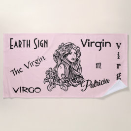 Virgo Die Jungfrau Zodiac Pink Strandtuch